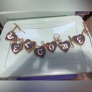 Stringed wooden hearts WELCOME